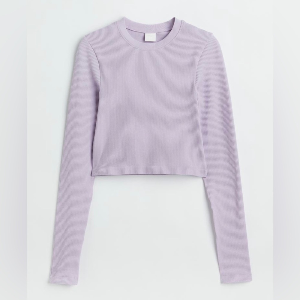 💖 H&M Long sleeve fitted top in ribbed jersey